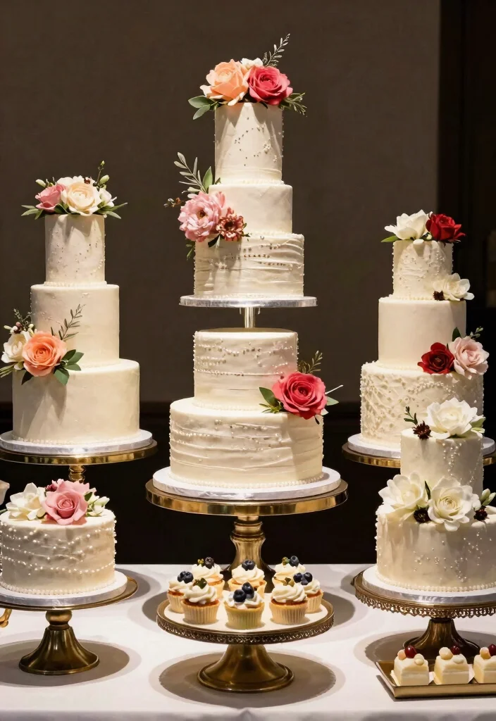 17 Wedding Cake Display Ideas: Stunning Dessert Tables - 14. Layered Cakes with Different Heights 1