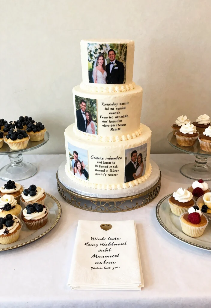 17 Wedding Cake Display Ideas: Stunning Dessert Tables - 15. Dessert Table with a Personal Touch 1