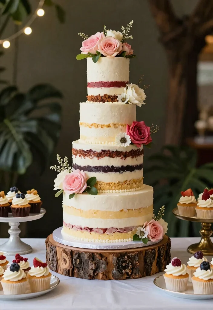 17 Wedding Cake Display Ideas: Stunning Dessert Tables - 9. Multi-Tiered Dessert Cakes 1