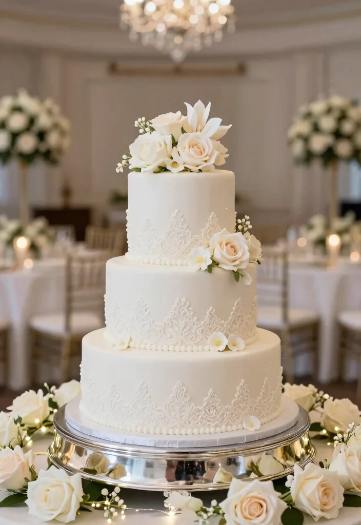 18 3 Tier Wedding Cake Ideas: Classic, Elegant Heights - 1. Classic White Fondant Elegance 1