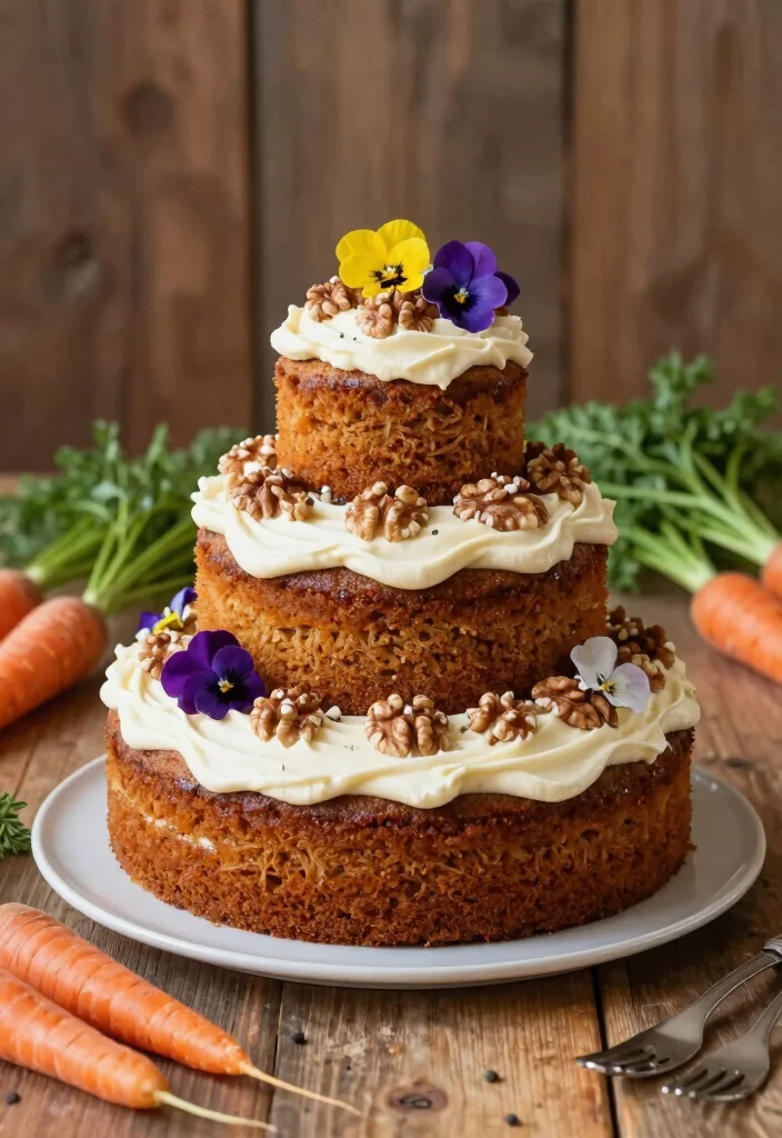 18 3 Tier Wedding Cake Ideas: Classic, Elegant Heights - 10. Decadent Carrot Cake with Cream Cheese Frosting 1