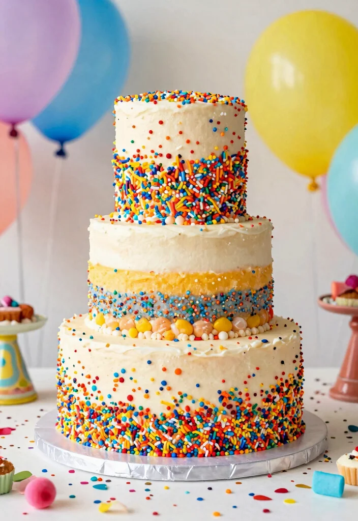 18 3 Tier Wedding Cake Ideas: Classic, Elegant Heights - 13. Funfetti Celebration Cake 1