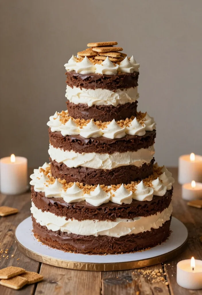 18 3 Tier Wedding Cake Ideas: Classic, Elegant Heights - 16. S'mores-Inspired Wedding Cake 1