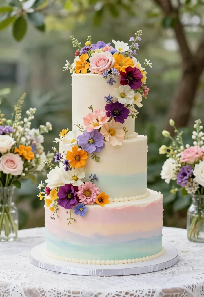 18 3 Tier Wedding Cake Ideas: Classic, Elegant Heights - 3. Floral Elegance with Edible Blooms 1