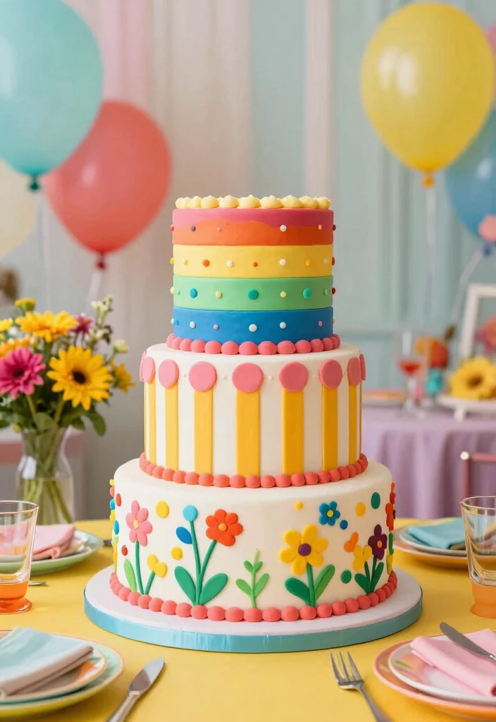 18 3 Tier Wedding Cake Ideas: Classic, Elegant Heights - 4. Bold Colors and Fun Patterns 1