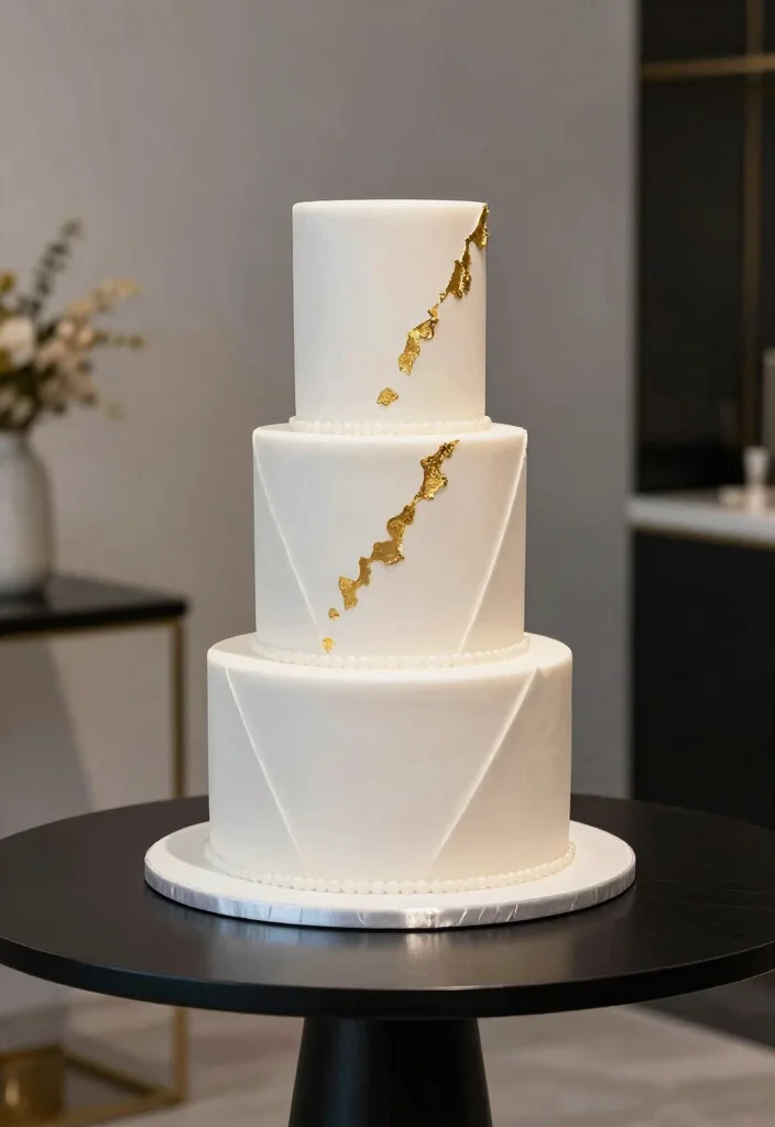 18 3 Tier Wedding Cake Ideas: Classic, Elegant Heights - 5. Geometric Designs for a Modern Touch 1