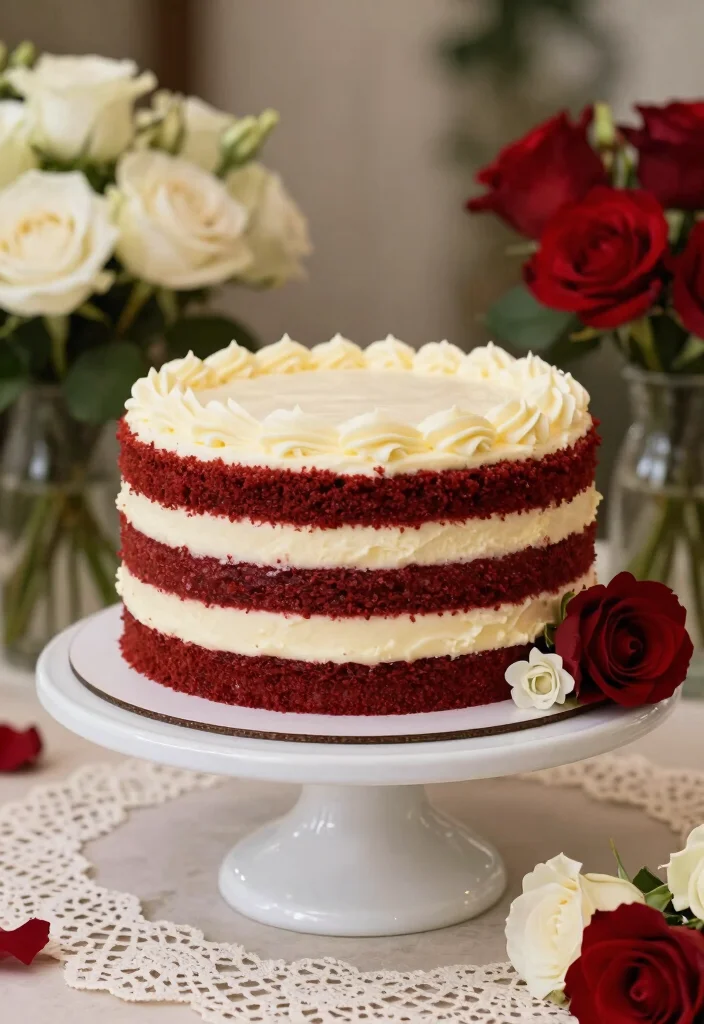 18 3 Tier Wedding Cake Ideas: Classic, Elegant Heights - 7. Classic Red Velvet with Cream Cheese Frosting 1