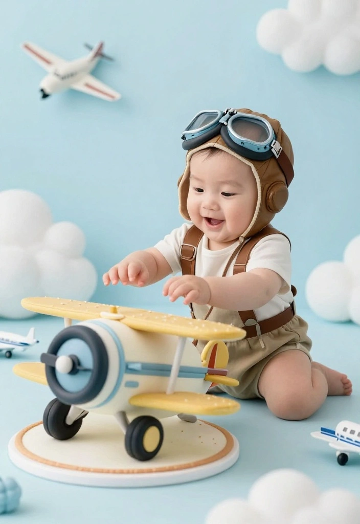 18 Baby Boy Cake Smash Ideas: Adorable Messy Moments - 10. Vintage Airplane 1