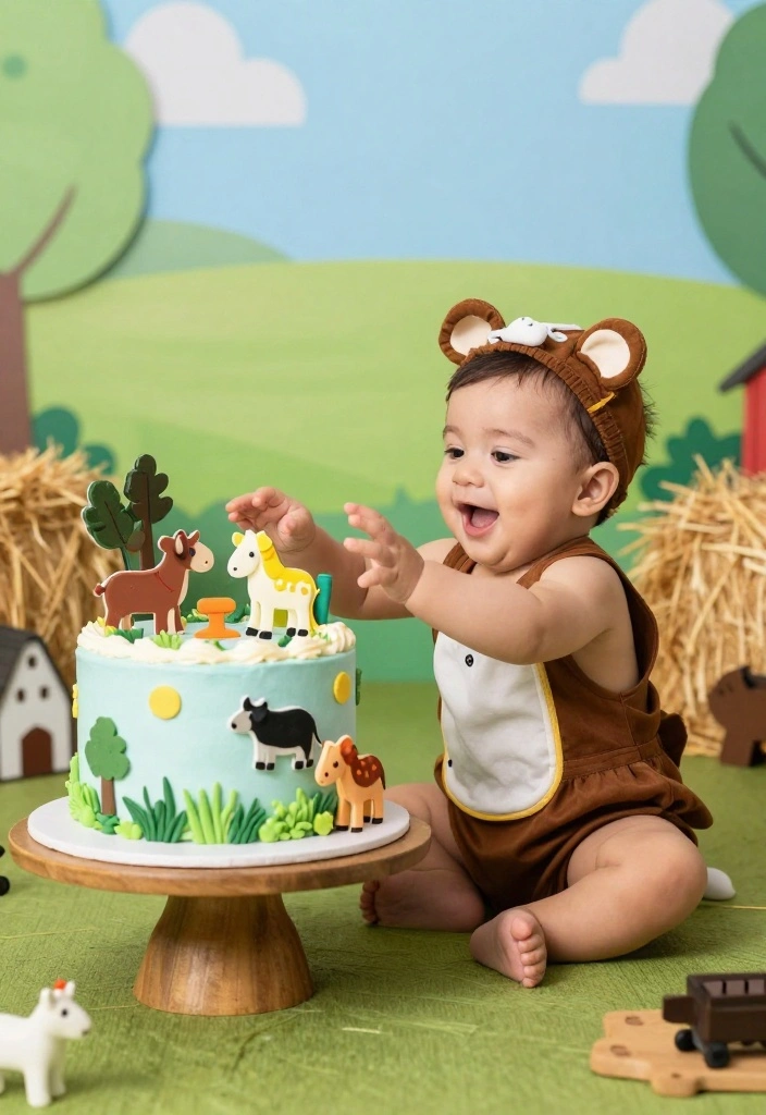 18 Baby Boy Cake Smash Ideas: Adorable Messy Moments - 13. Farmyard Fun 1