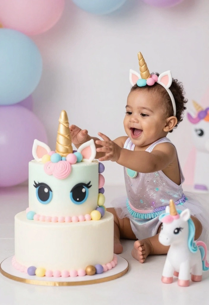 18 Baby Boy Cake Smash Ideas: Adorable Messy Moments - 17. Magical Unicorn 1