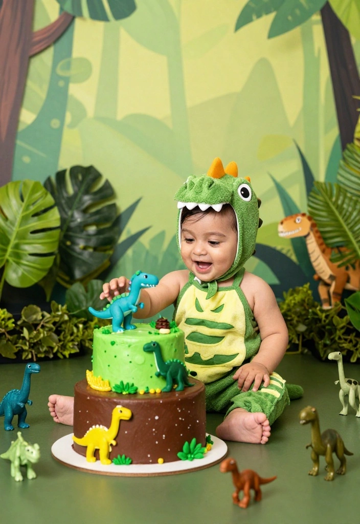 18 Baby Boy Cake Smash Ideas: Adorable Messy Moments - 2. Dinosaur Adventure 1