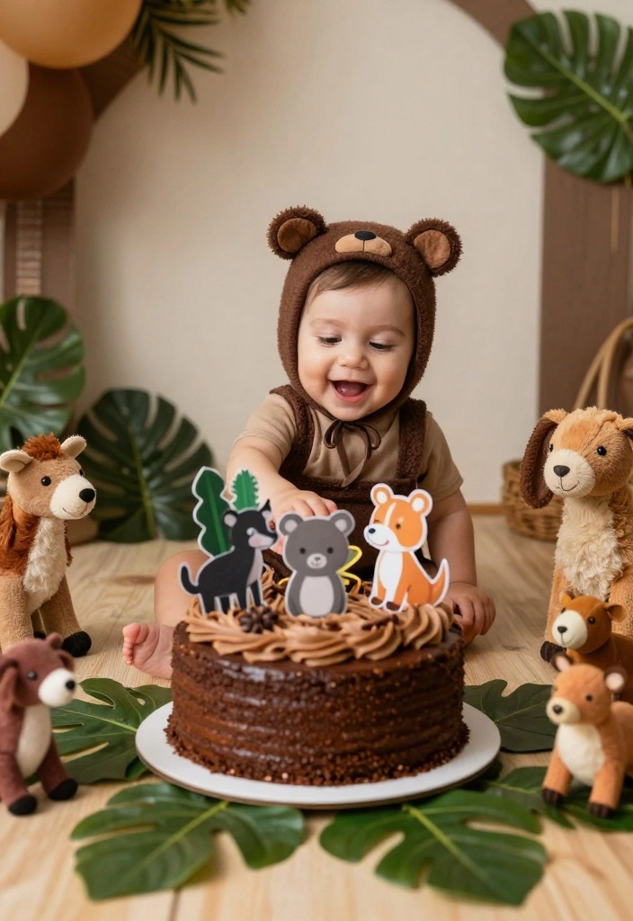 18 Baby Boy Cake Smash Ideas: Adorable Messy Moments - 4. Woodland Creatures 1