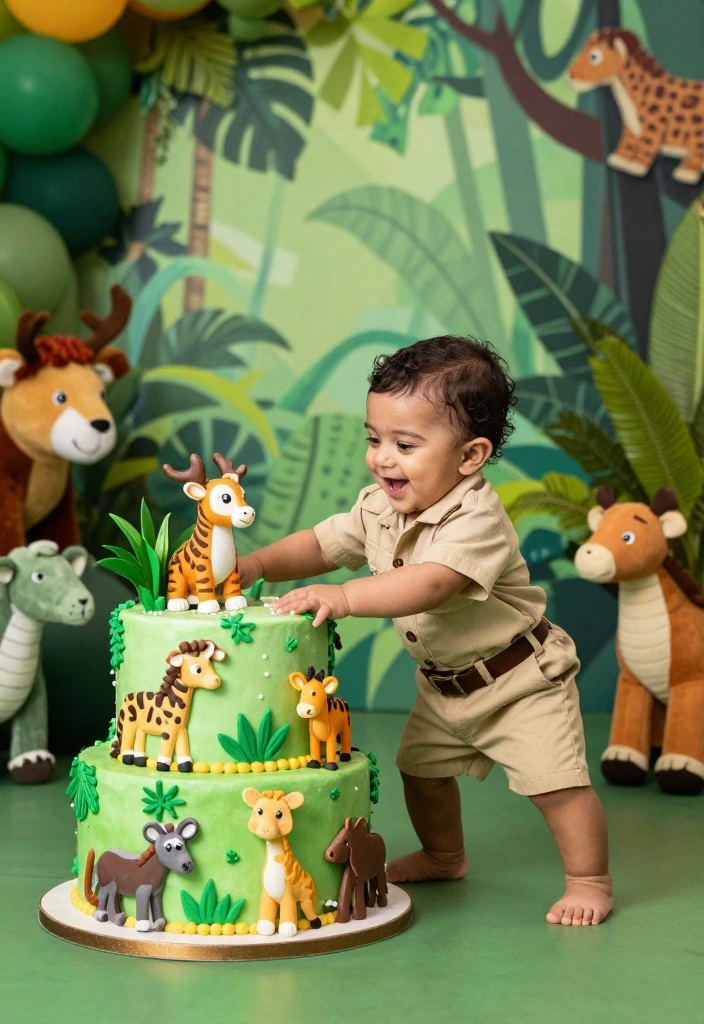 18 Baby Boy Cake Smash Ideas: Adorable Messy Moments - 7. Jungle Safari 1