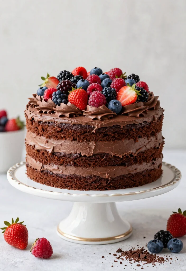 18 Birthday Chocolate Cake Ideas: Rich Classic Favorites - 14. Chocolate Layer Cake with Fresh Berries 1