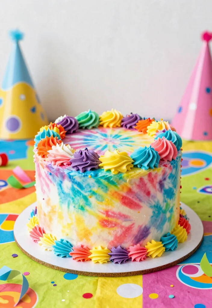 18 Colorful Birthday Cake Ideas: Bright Happy Designs - 12. Tye-Dye Cake 1