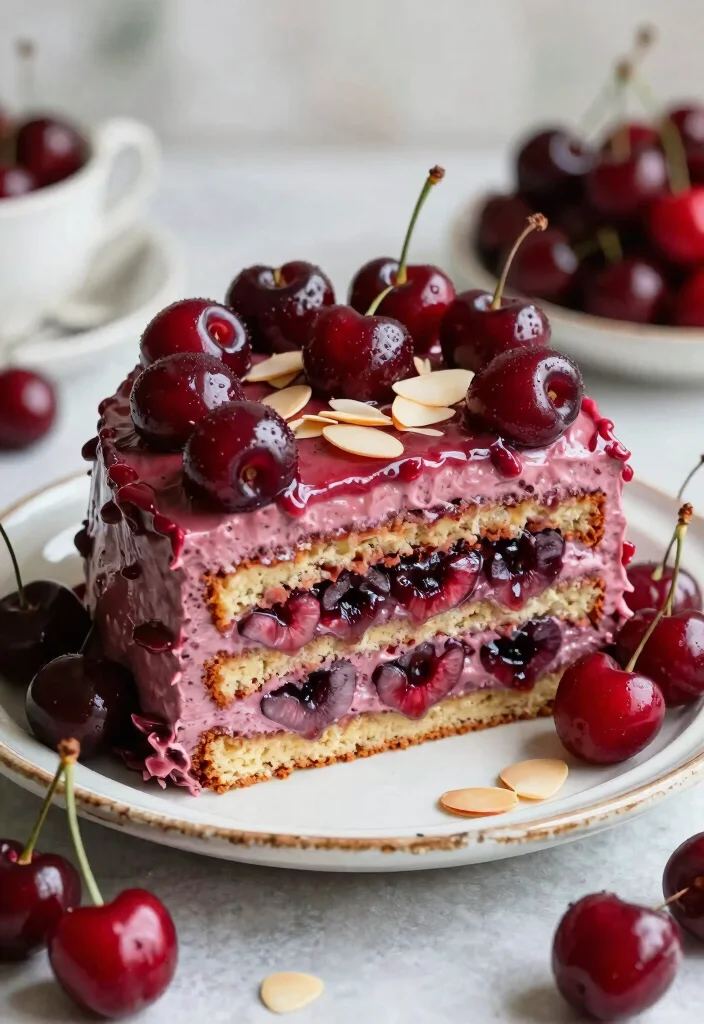 18 Colorful Birthday Cake Ideas: Bright Happy Designs - 17. Cherry Almond Cake 1