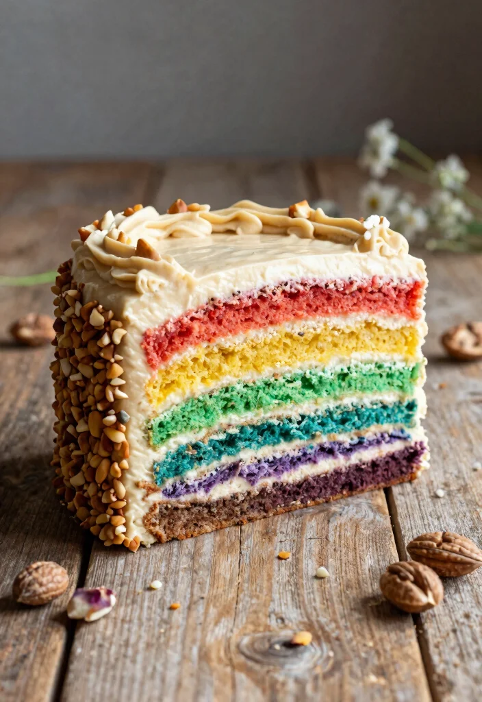 18 Colorful Birthday Cake Ideas: Bright Happy Designs - 6. Nutty Rainbow Cake 1