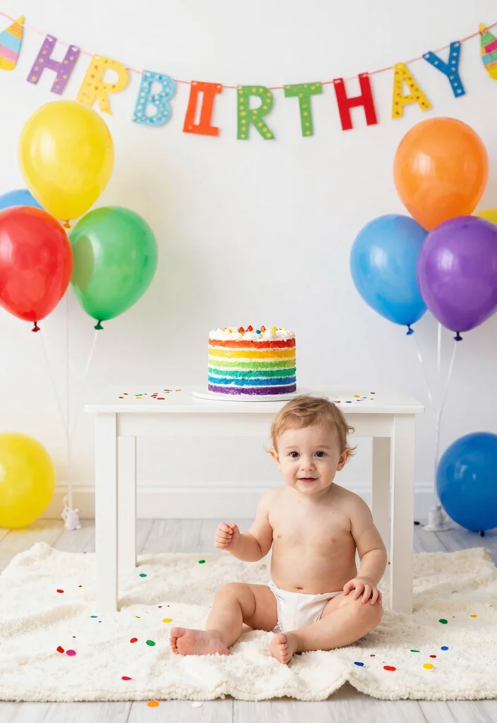 18 DIY Cake Smash Ideas: Easy, Budget-Friendly Fun - 1. Rainbow Delight 1