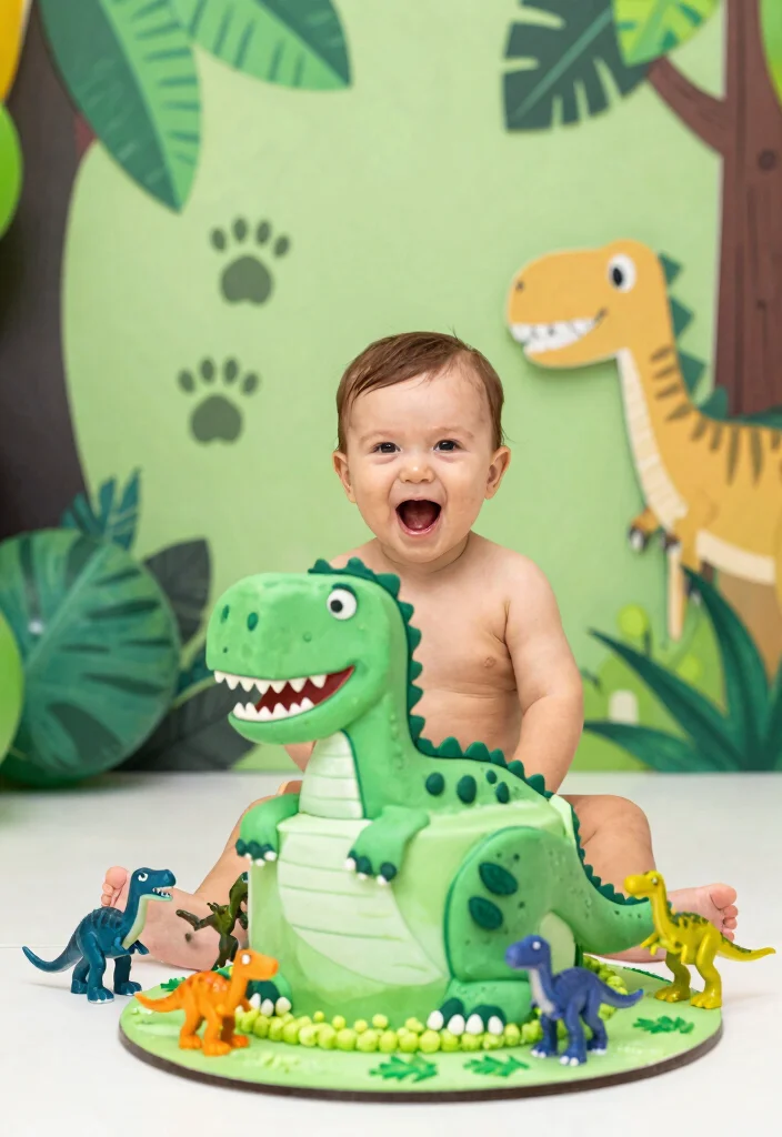18 DIY Cake Smash Ideas: Easy, Budget-Friendly Fun - 10. Dinosaurs Roar! 1