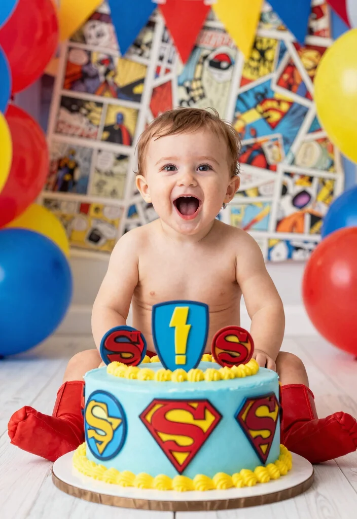 18 DIY Cake Smash Ideas: Easy, Budget-Friendly Fun - 11. Superhero Smash 1