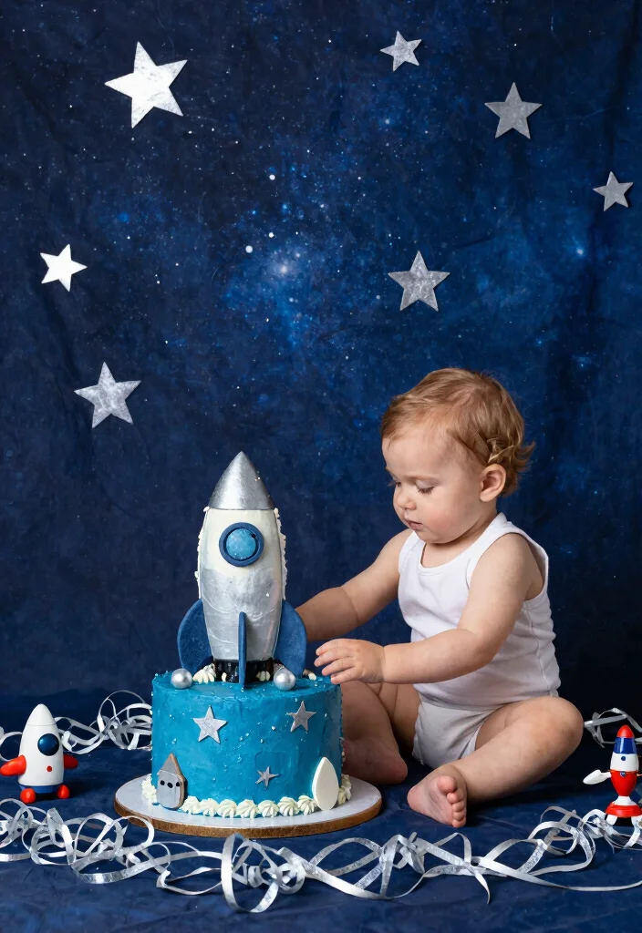 18 DIY Cake Smash Ideas: Easy, Budget-Friendly Fun - 5. Space Adventure 1