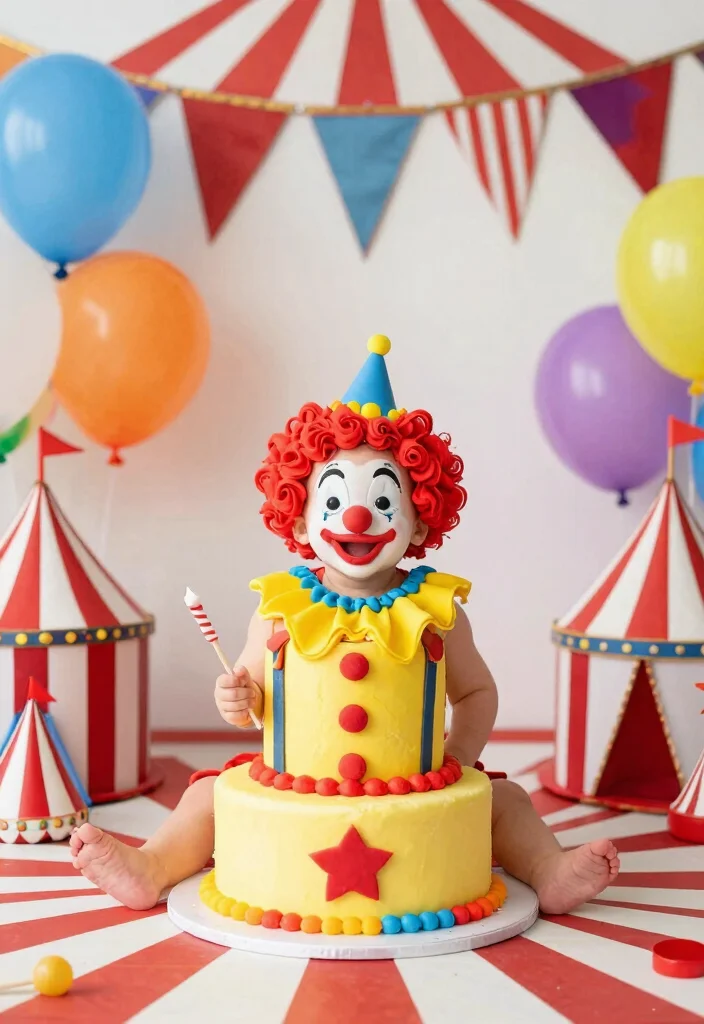 18 DIY Cake Smash Ideas: Easy, Budget-Friendly Fun - 7. Vintage Circus 1