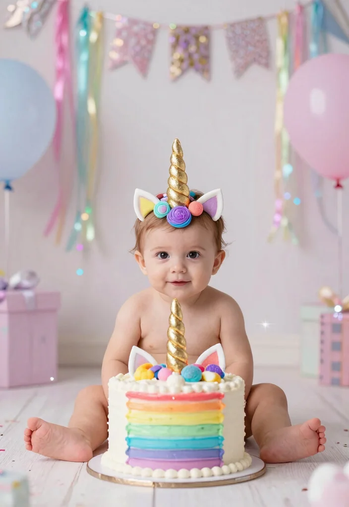 18 DIY Cake Smash Ideas: Easy, Budget-Friendly Fun - 9. Magical Unicorn 1