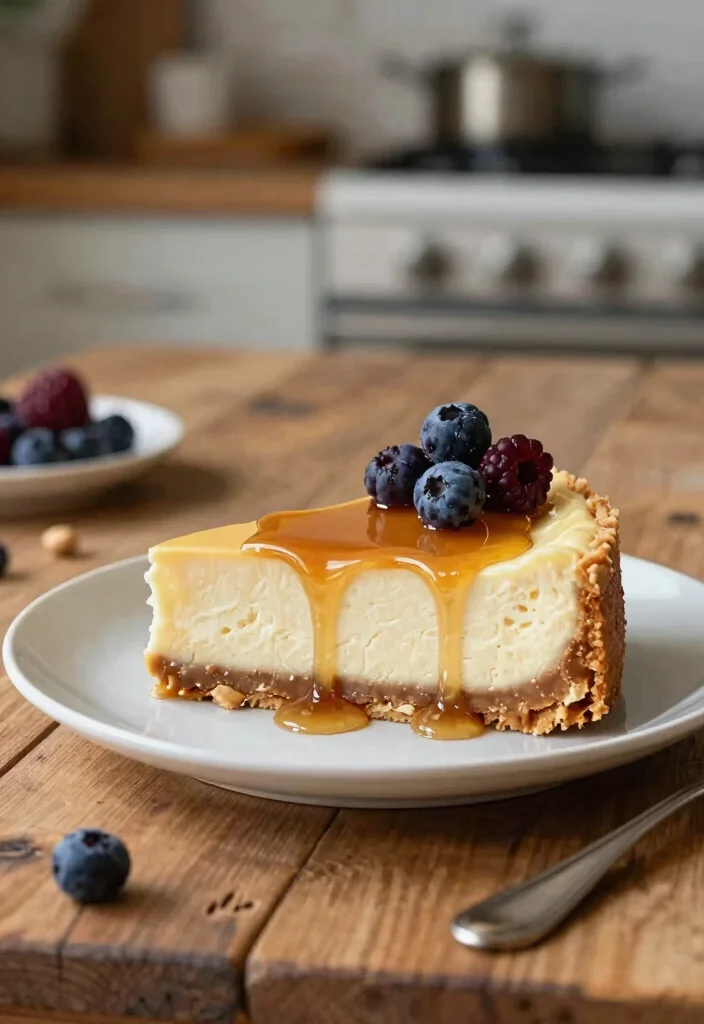 18 Peanut Butter Cheesecake Recipes: Rich Nutty Desserts - 12. Peanut Butter Cheesecake with Maple Drizzle 1