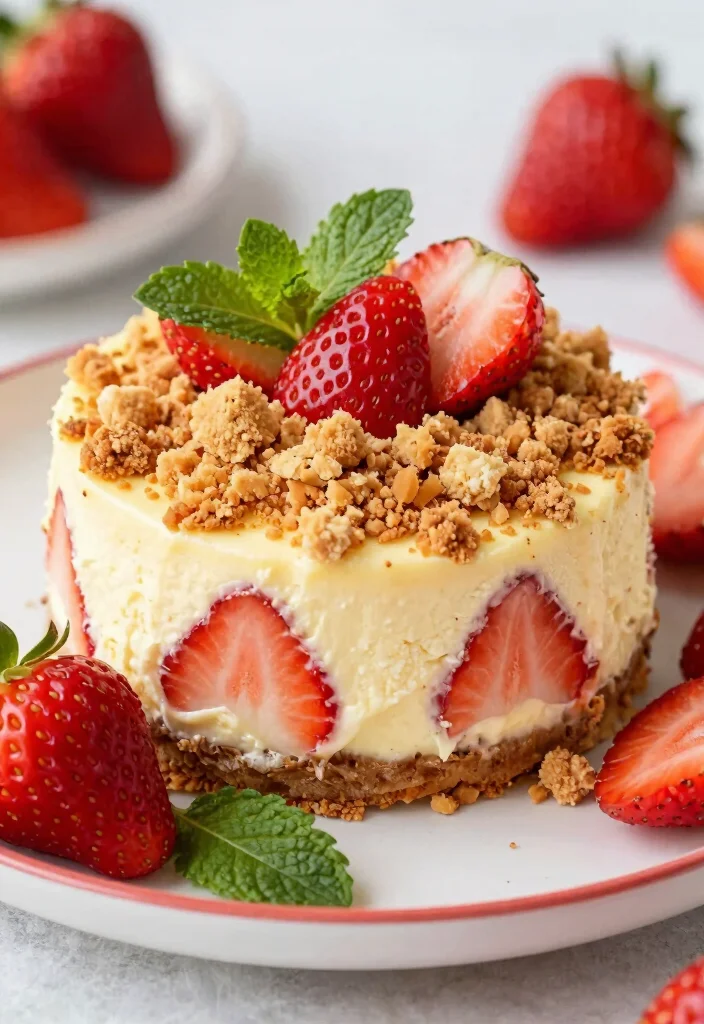 18 Strawberry Crunch Cheesecake Ideas: Creamy Crispy Layers - 1. Classic Strawberry Crunch Cheesecake 1
