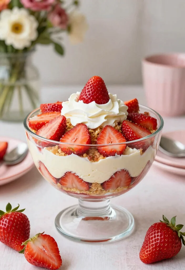 18 Strawberry Crunch Cheesecake Ideas: Creamy Crispy Layers - 11. Strawberry Crunch Cheesecake Trifle 1