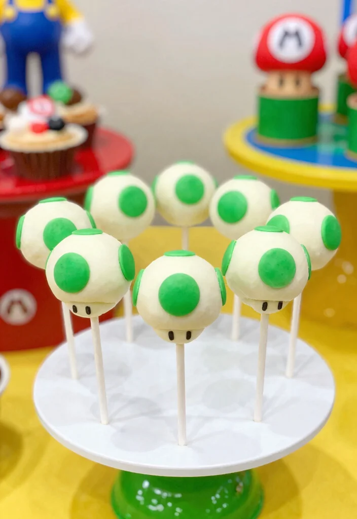 18 Super Mario Cake Pops Ideas Gamer Party Hit - 13. 1-Up Mushroom Cake Pops 1