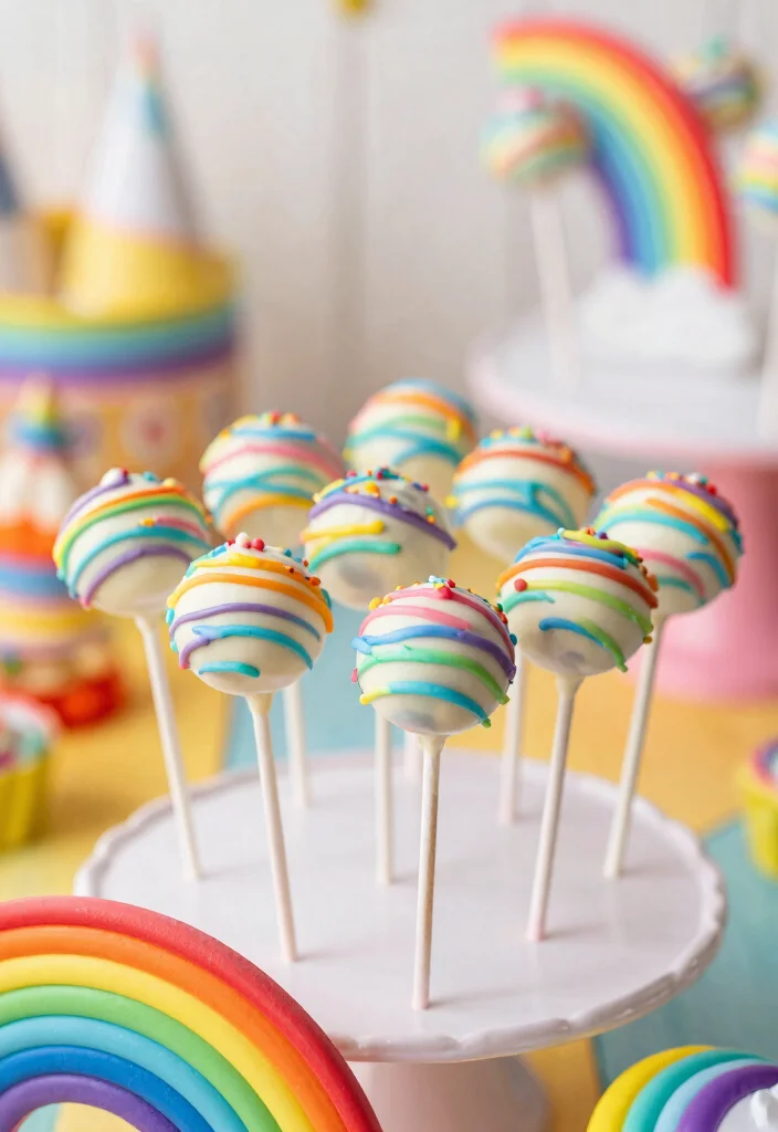 18 Super Mario Cake Pops Ideas Gamer Party Hit - 15. Rainbow Road Cake Pops 1