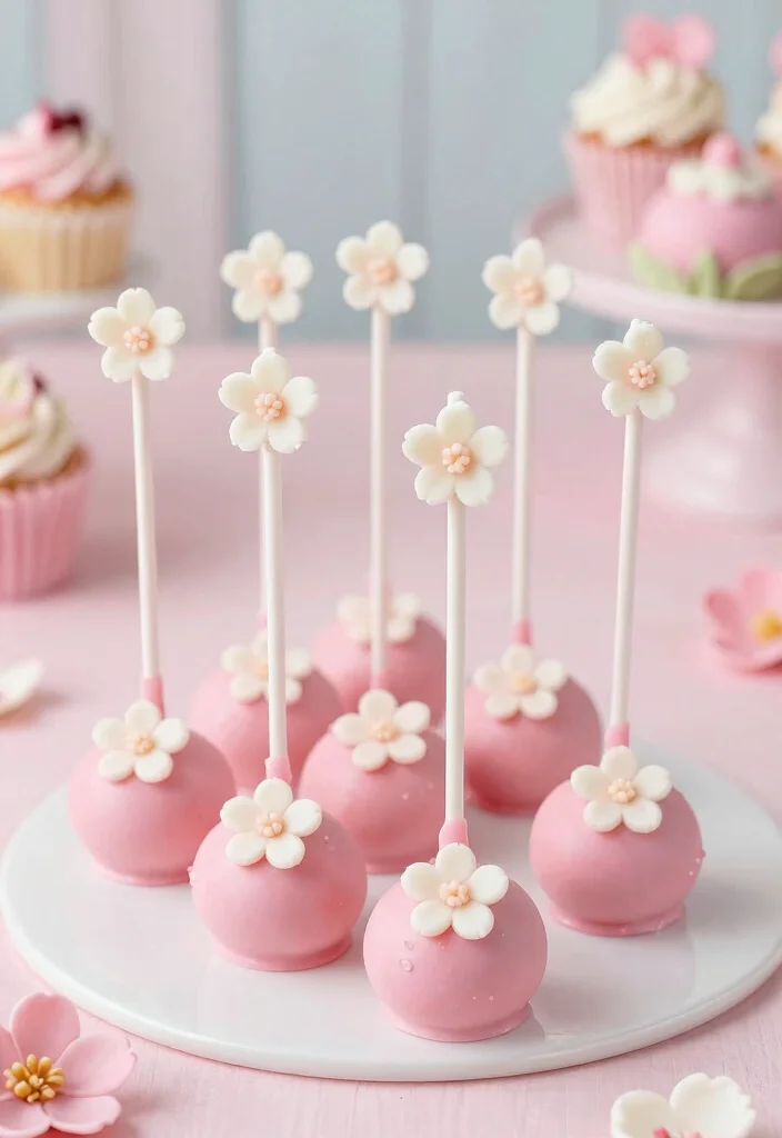 18 Super Mario Cake Pops Ideas Gamer Party Hit - 16. Peach Blossom Cake Pops 1