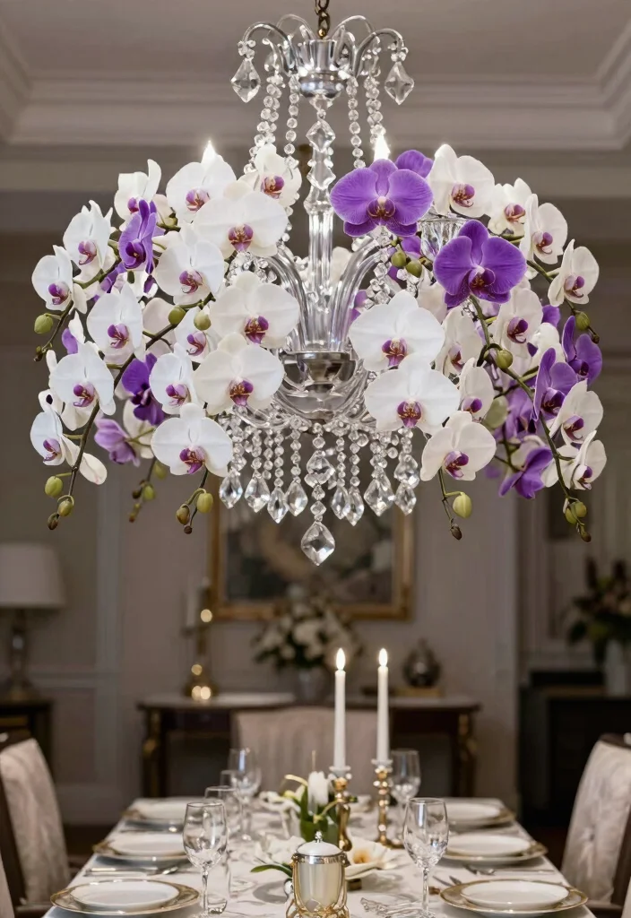 15 Chandelier With Flowers Ideas That Look Dreamy & Elegant - 7. A Touch of Elegance with Orchids 1