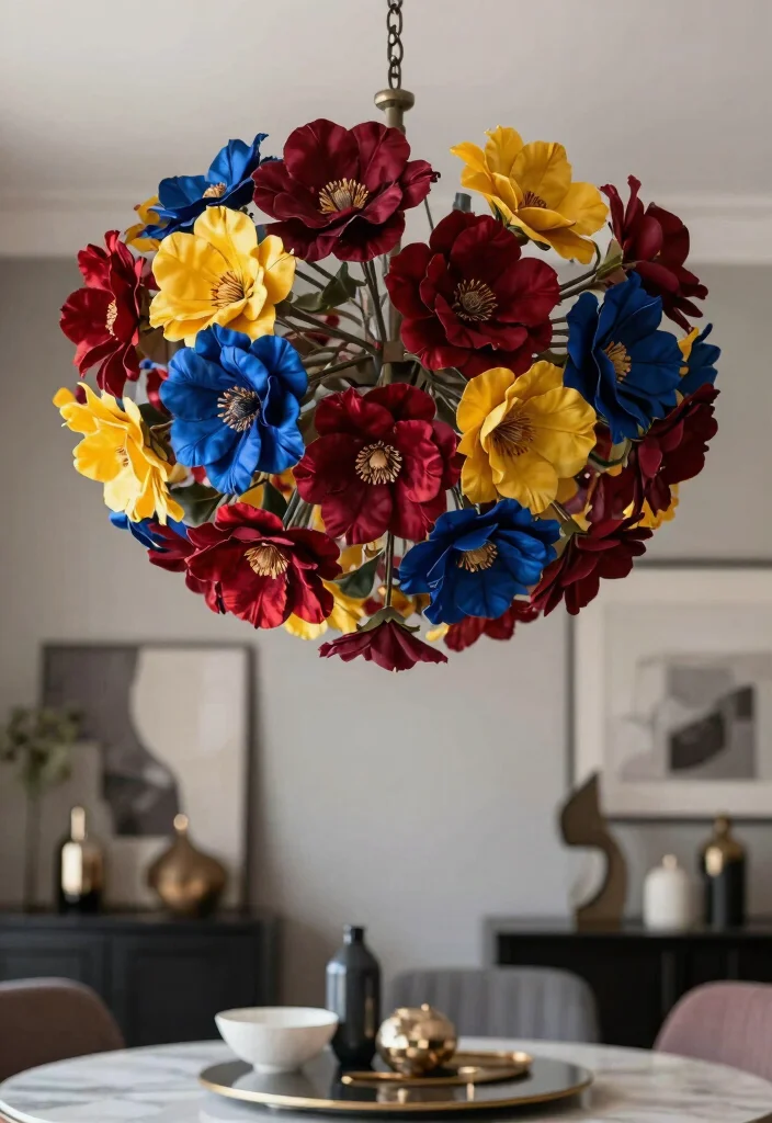 15 Chandelier With Flowers Ideas That Look Dreamy & Elegant - 9. Statement Silk Flower Chandelier 1