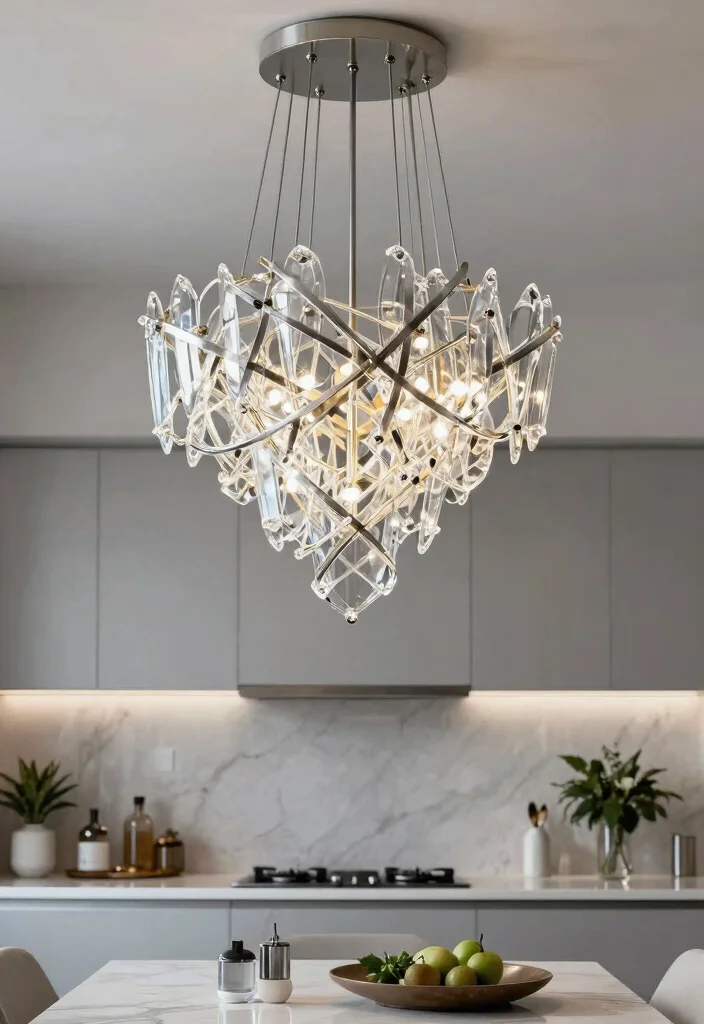 15 Modern Kitchen Chandelier Ideas With Statement Glow - 5. Sculptural Art Pieces 1