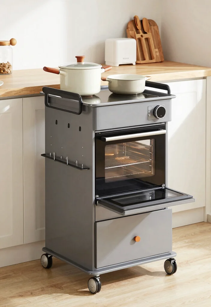 15 OTG Unit in Kitchen Ideas With Smart Placement - 10. Kitchen Cart with OTG Compartment 1