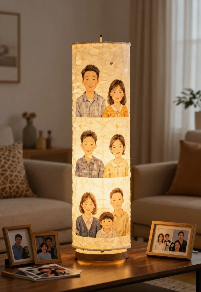 15 Paper Mache Lamp Ideas With Artistic DIY Charm - 12. Customizable Family Portrait Lamps 1