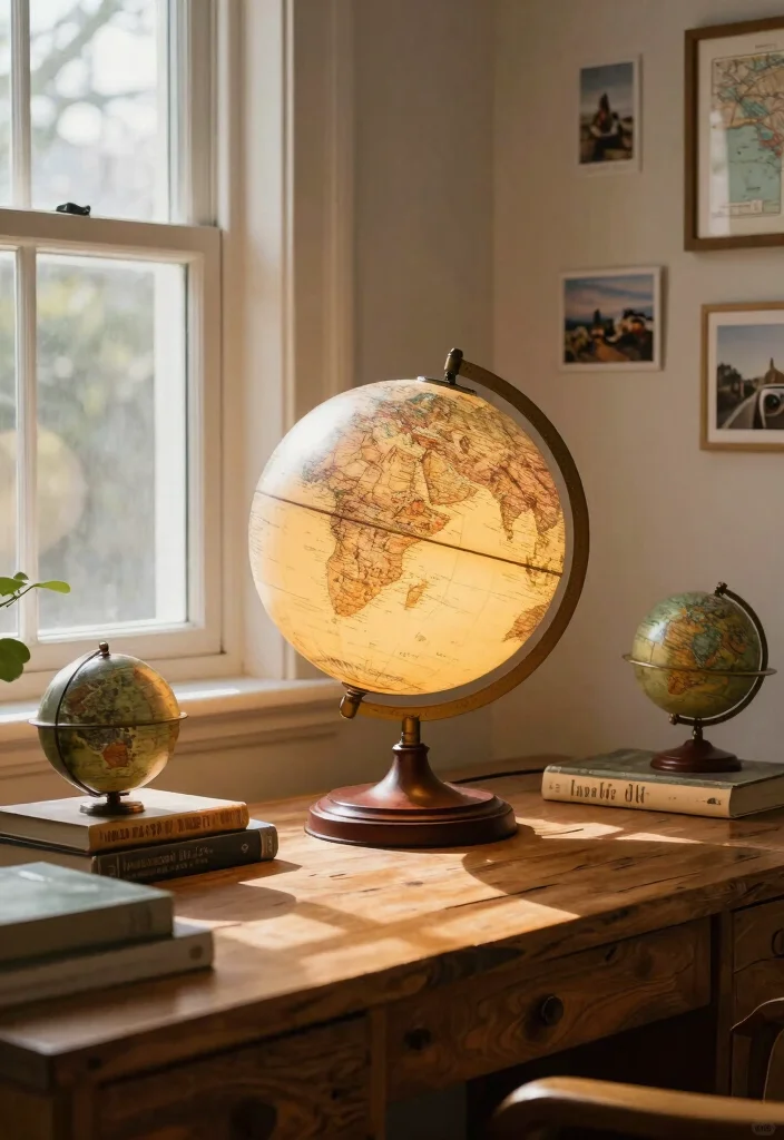 15 Paper Mache Lamp Ideas With Artistic DIY Charm - 4. Vintage-Inspired Globe 1