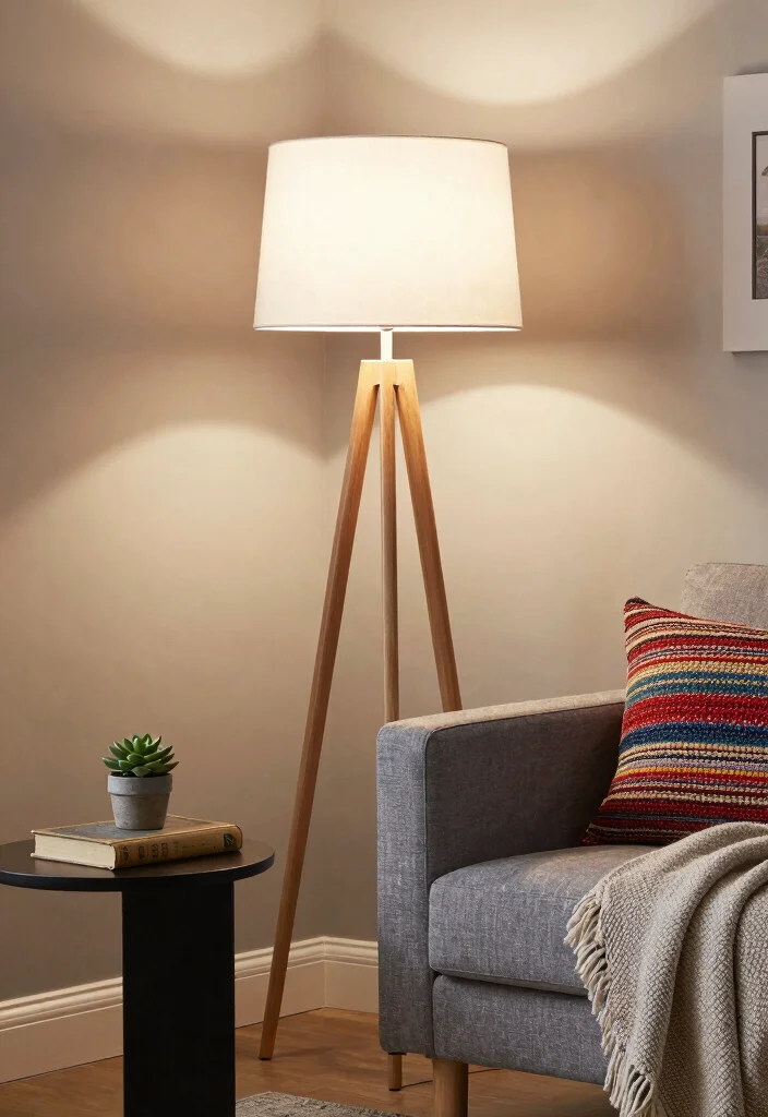 15 Retro Table Lamp Ideas With Vintage Flair - 1. Classic Mid-Century Tripod Lamp 1