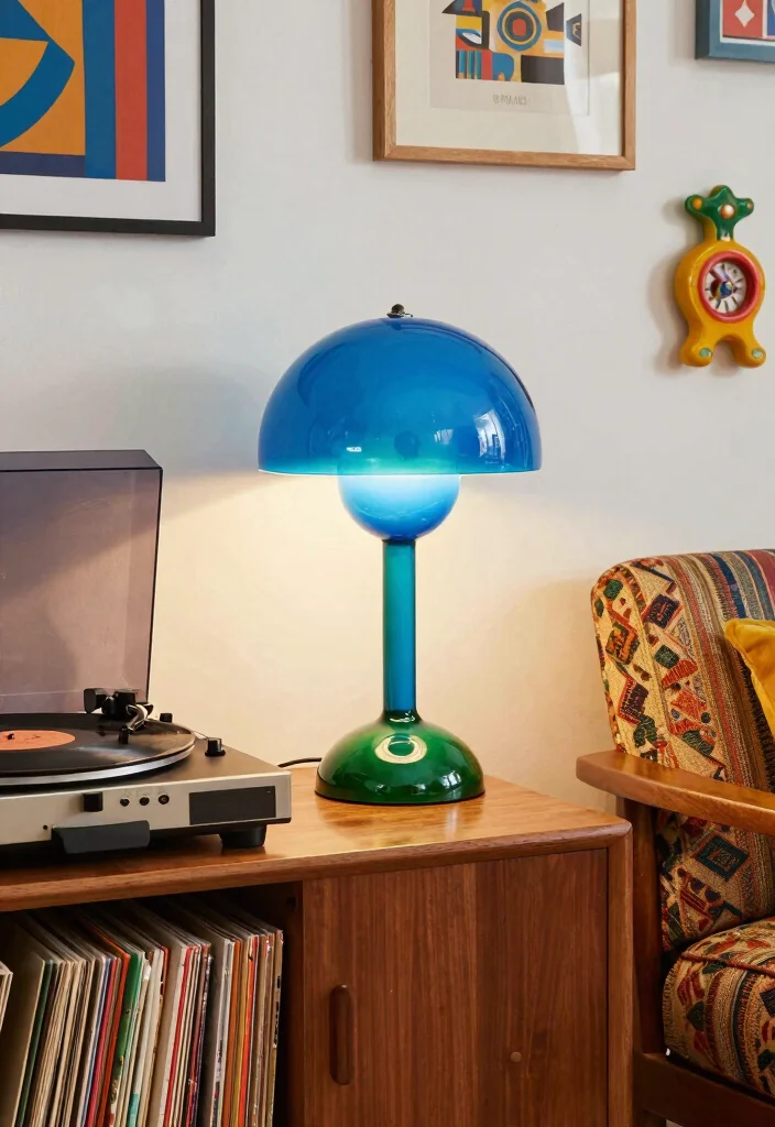 15 Retro Table Lamp Ideas With Vintage Flair - 2. Funky, Colorful Glass Table Lamp 1