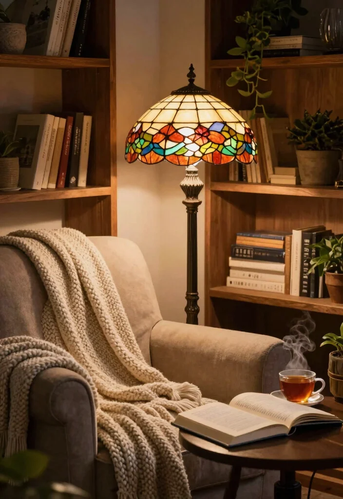 15 Retro Table Lamp Ideas With Vintage Flair - 9. Vintage Inspired Tiffany-Style Lamp 1