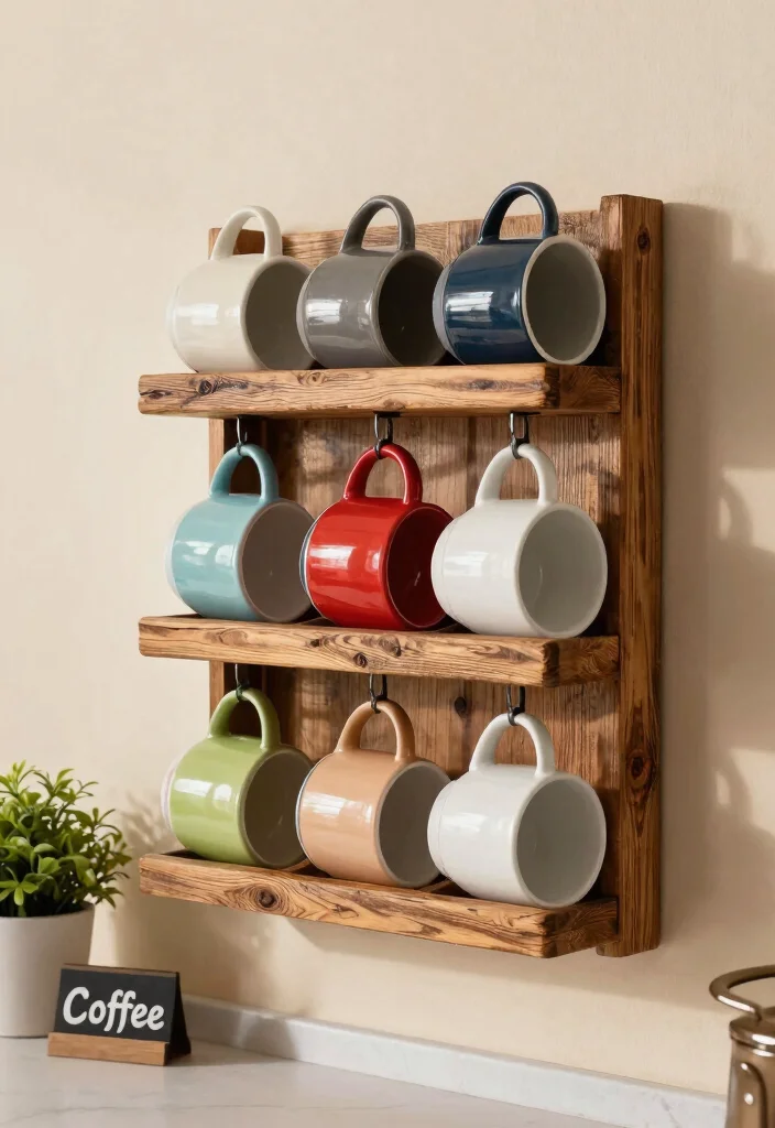 16 Coffee Stand Design Ideas That Feel Modern & Functional - 10. Creative Mug Rack 1