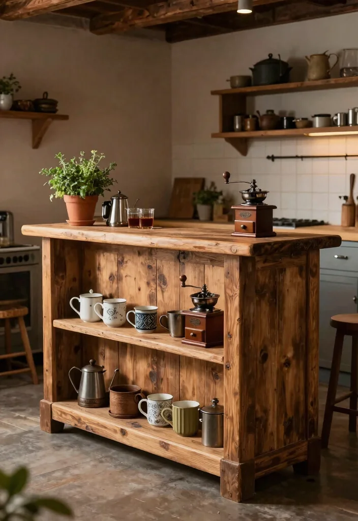 16 Coffee Stand Design Ideas That Feel Modern & Functional - 5. Rustic Wood Coffee Bar 1