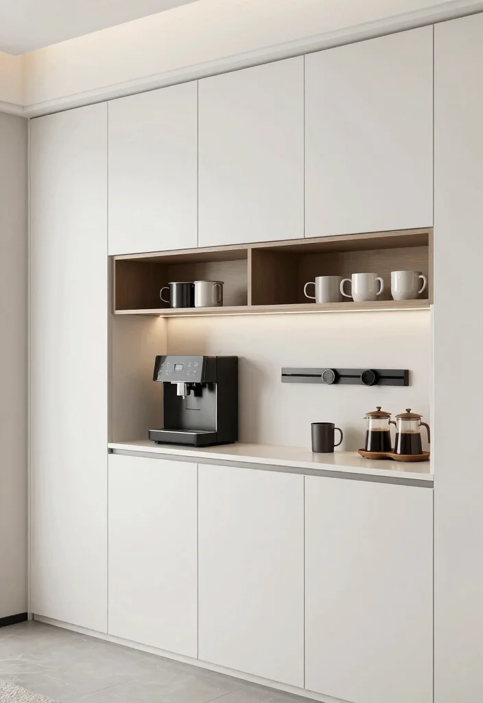 16 Coffee Stand Design Ideas That Feel Modern & Functional - 6. Sleek Built-in Coffee Station 1