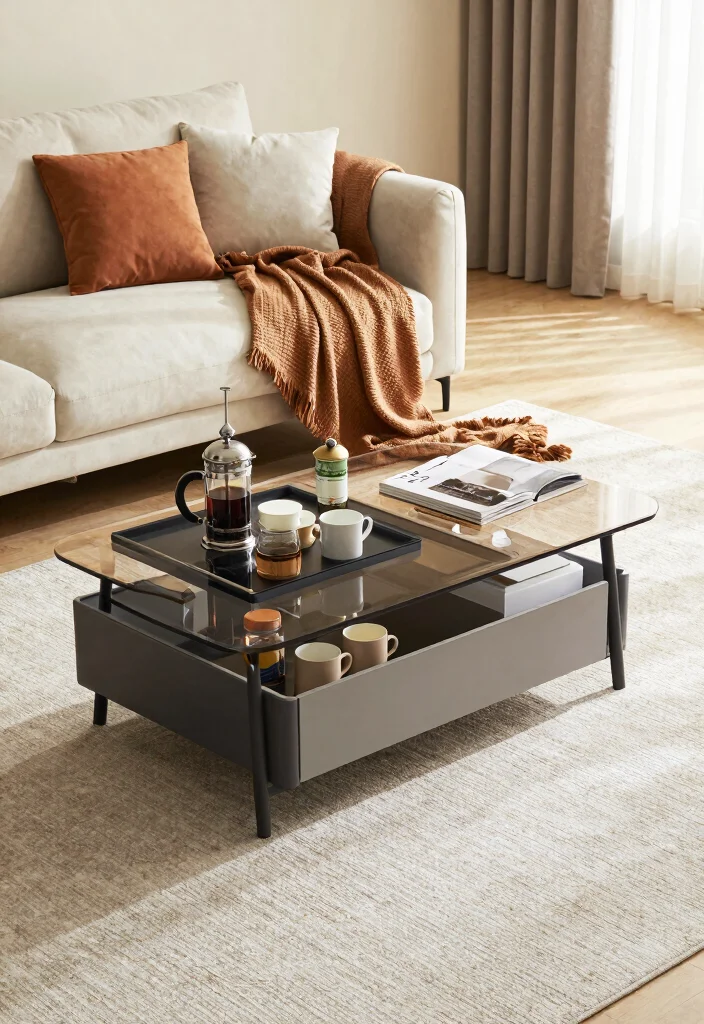16 Coffee Stand Design Ideas That Feel Modern & Functional - 8. Multi-functional Coffee Table 1