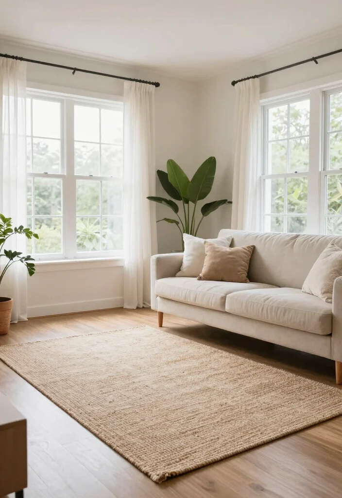 16 Jute Carpet Living Room Ideas With Cozy Natural Texture - 12. Natural Light and Jute Harmony 1