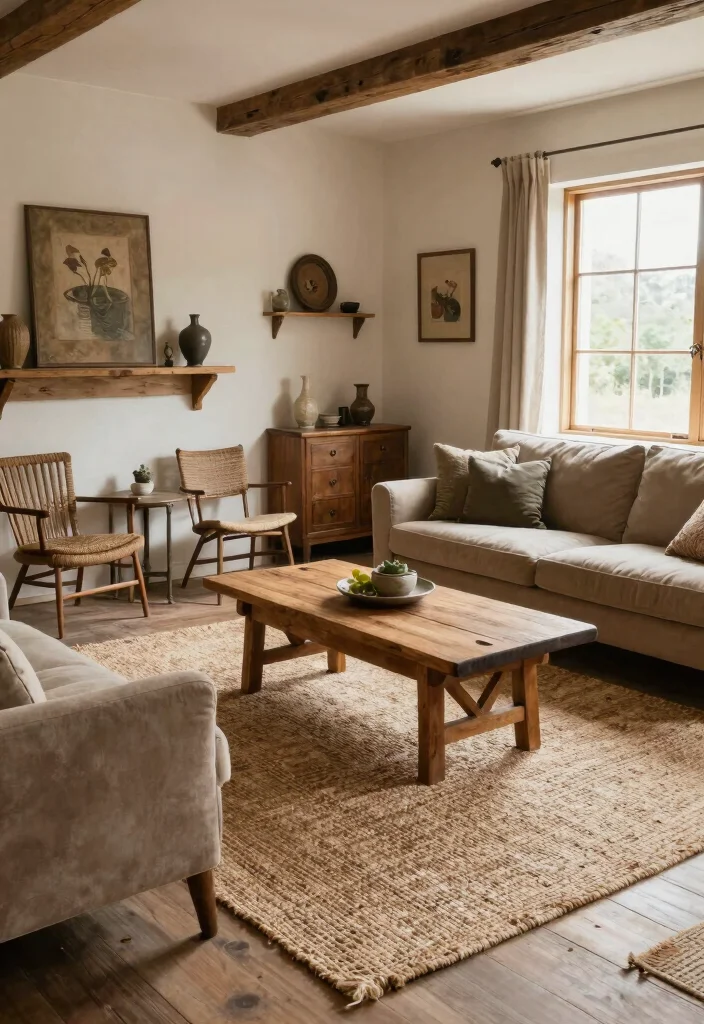 16 Jute Carpet Living Room Ideas With Cozy Natural Texture - 7. Rustic Appeal with Jute 1