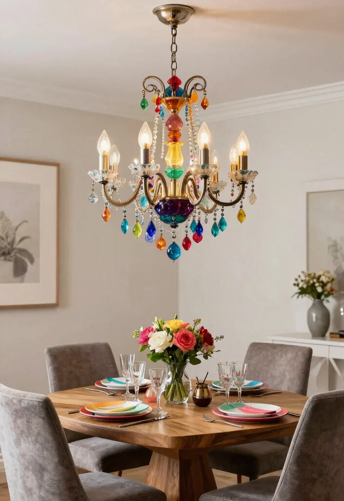 16 Plug In Chandelier Ideas With Easy Elegant Lighting - 4. Bold Colorful Chandelier 1