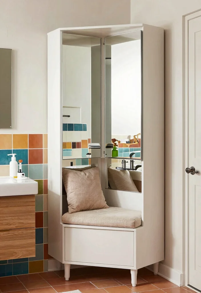17 Mirror Cupboard Bathroom Ideas With Hidden Storage - 11. Multi-Functional Furniture Solutions 1